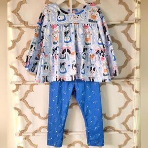 💥3/$24 NWT Pete and Lucy 2 Piece Blue‎ Cow Outfit